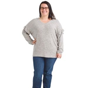 Grey sweater with ruffles. Very comfortable